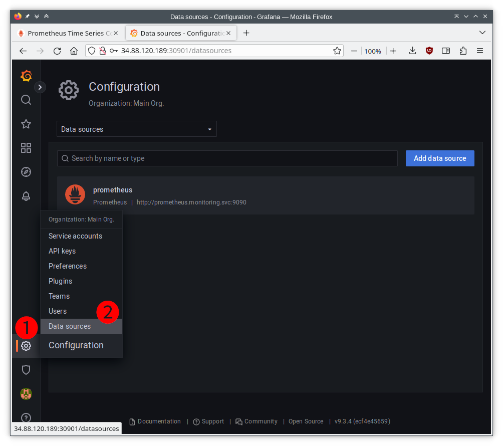 Grafana Data Source Check Step 1