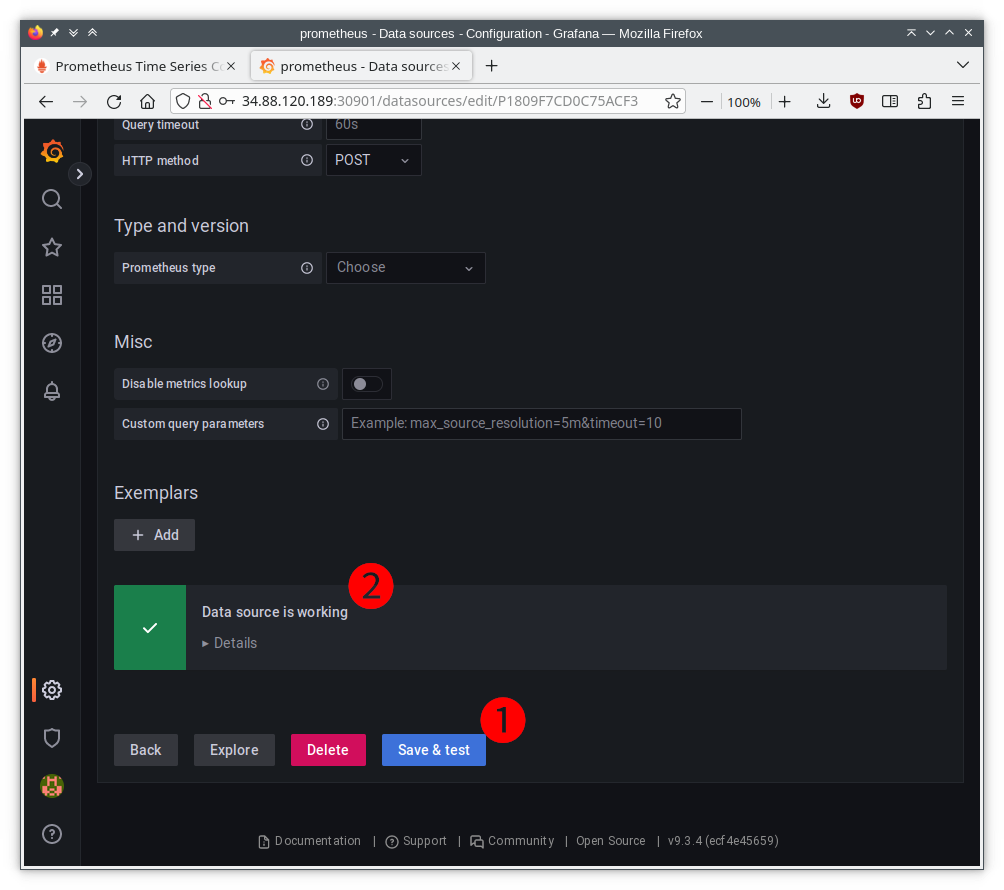 Grafana Data Source Check Step 2